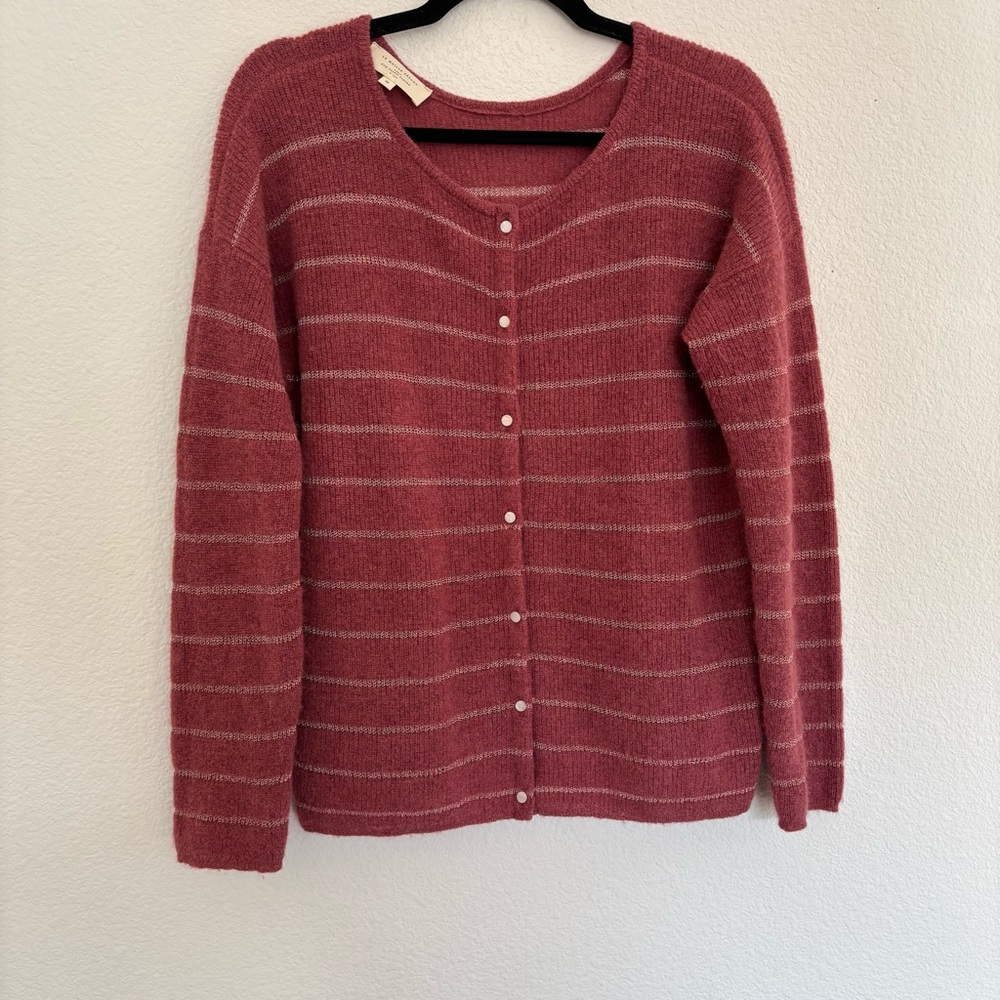 Sezane Gaspard Cardigan Sweater Dark Rosewood Gold - Picture 5 of 9